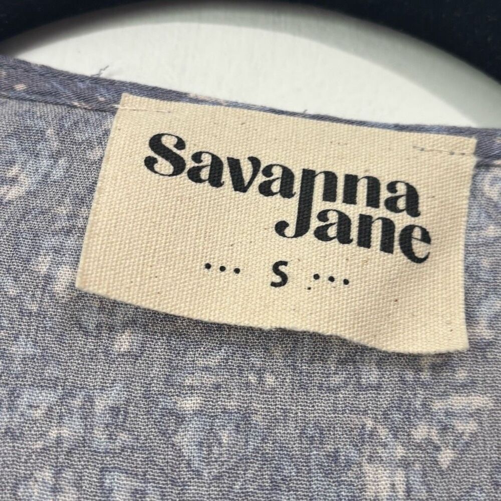 Savanna Jane Blue Embroidered‎ Boho Dolman Sleeve Top Small - Picture 2 of 5